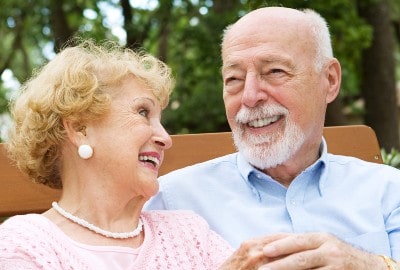 Old couple having a good time together